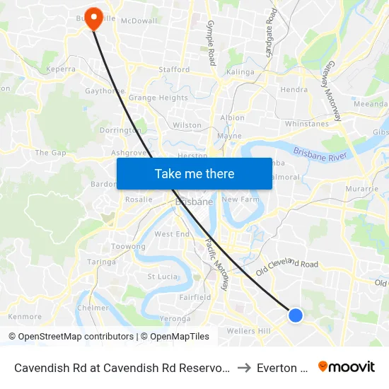 Cavendish Rd at Cavendish Rd Reservoir, Stop 40 to Everton Hills map