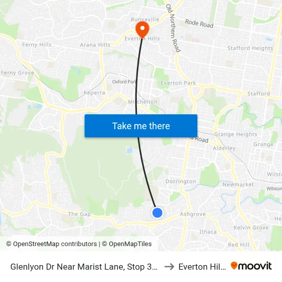 Glenlyon Dr Near Marist Lane, Stop 39c to Everton Hills map