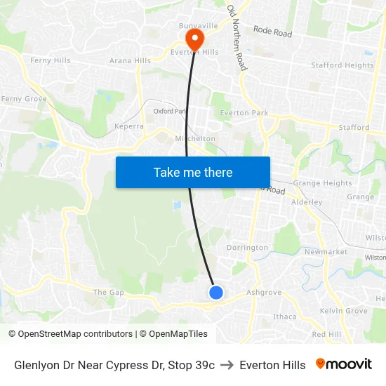 Glenlyon Dr Near Cypress Dr, Stop 39c to Everton Hills map