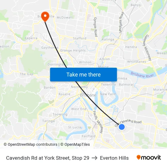 Cavendish Rd at York Street, Stop 29 to Everton Hills map