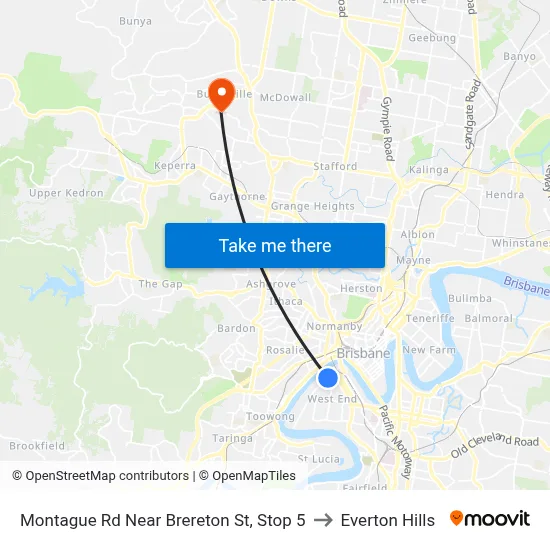 Montague Rd Near Brereton St, Stop 5 to Everton Hills map