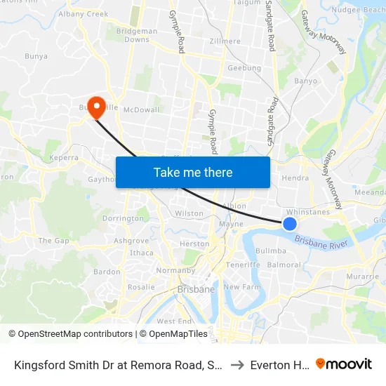 Kingsford Smith Dr at Remora Road, Stop 29 to Everton Hills map