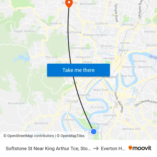 Softstone St Near King Arthur Tce, Stop 38 to Everton Hills map