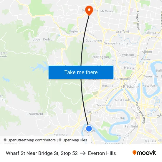 Wharf St Near Bridge St, Stop 52 to Everton Hills map