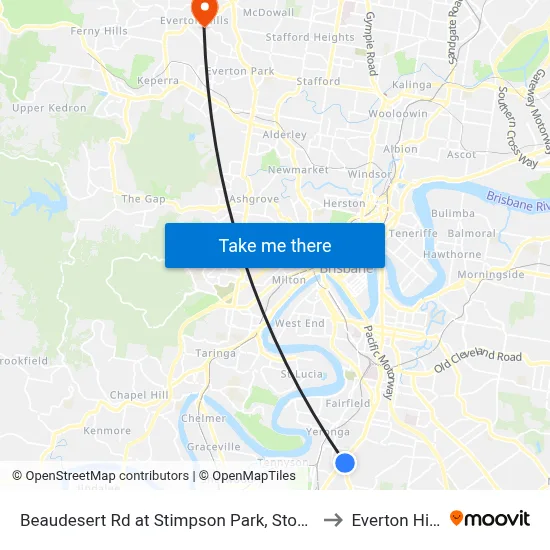Beaudesert Rd at Stimpson Park, Stop 29 to Everton Hills map