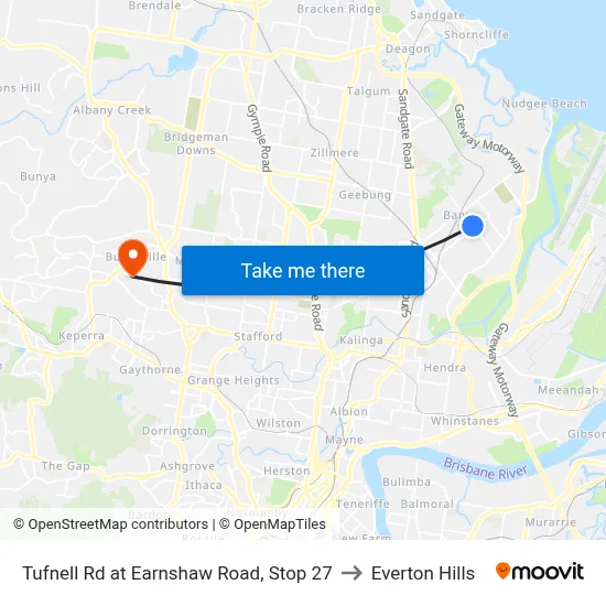 Tufnell Rd at Earnshaw Road, Stop 27 to Everton Hills map