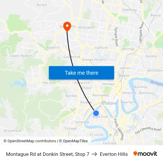 Montague Rd at Donkin Street, Stop 7 to Everton Hills map