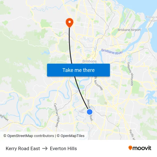 Kerry Road East to Everton Hills map