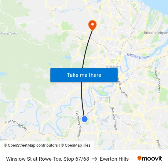 Winslow St at Rowe Tce, Stop 67/68 to Everton Hills map