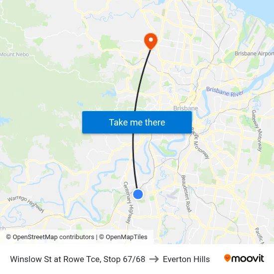Winslow St at Rowe Tce, Stop 67/68 to Everton Hills map