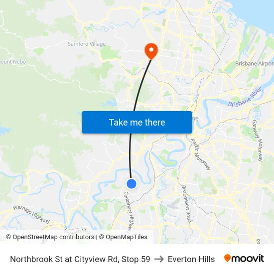 Northbrook St at Cityview Rd, Stop 59 to Everton Hills map