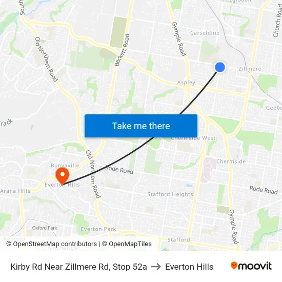 Kirby Rd Near Zillmere Rd, Stop 52a to Everton Hills map
