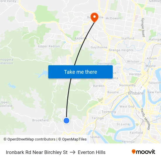 Ironbark Rd Near Birchley St to Everton Hills map