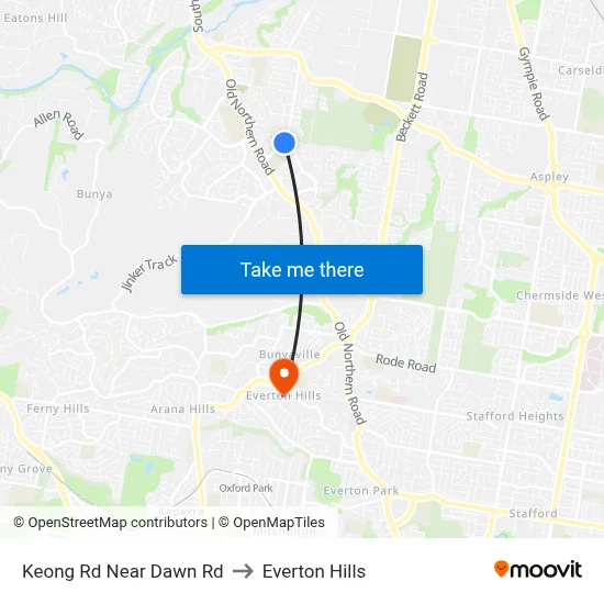 Keong Rd Near Dawn Rd to Everton Hills map