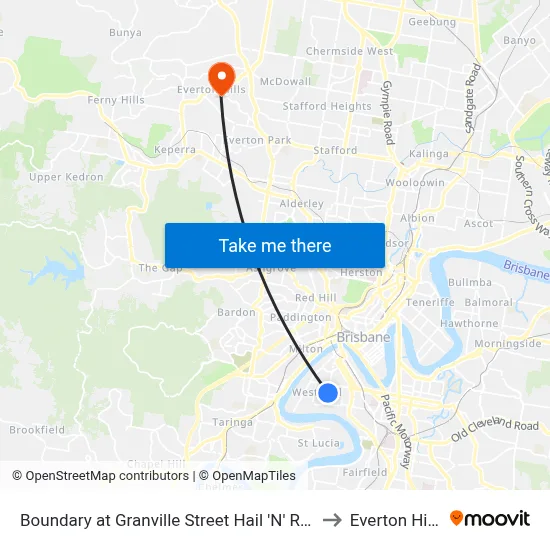Boundary at Granville Street Hail 'N' Ride to Everton Hills map