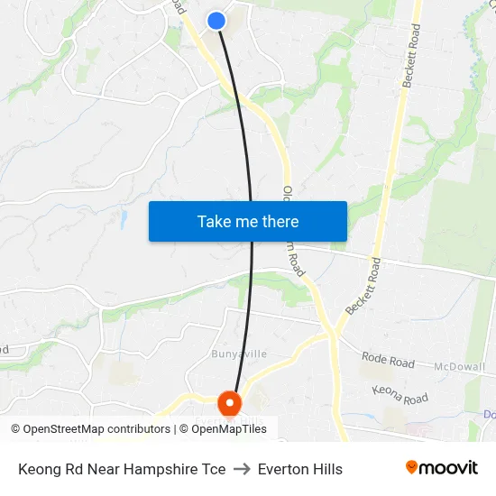 Keong Rd Near Hampshire Tce to Everton Hills map