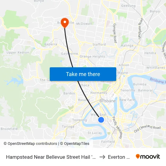 Hampstead Near Bellevue Street Hail 'N' Ride to Everton Hills map