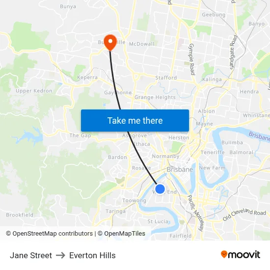 Jane Street to Everton Hills map