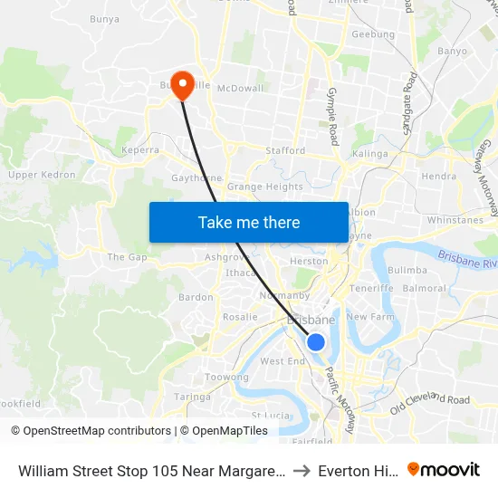 William Street Stop 105 Near Margaret St to Everton Hills map