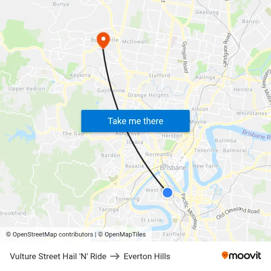 Vulture Street Hail 'N' Ride to Everton Hills map