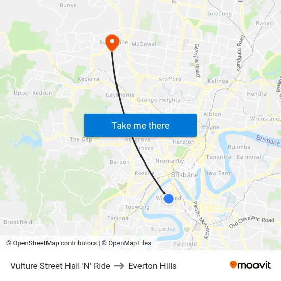 Vulture Street Hail 'N' Ride to Everton Hills map