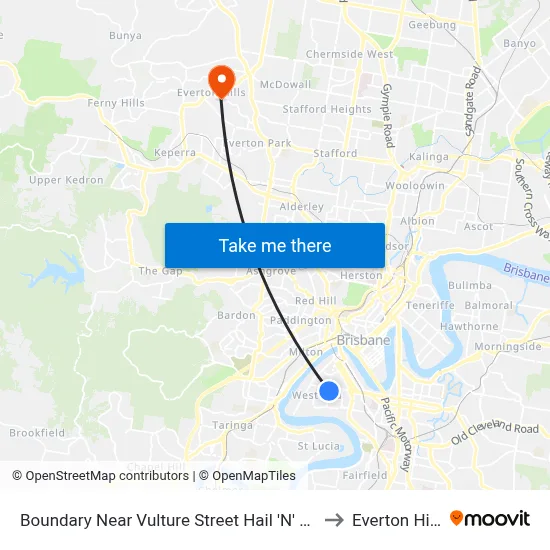 Boundary Near Vulture Street Hail 'N' Ride to Everton Hills map