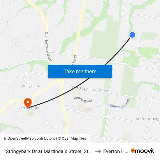 Stringybark Dr at Martindale Street, Stop 47 to Everton Hills map