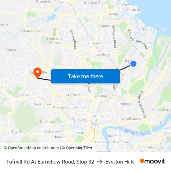 Tufnell Rd At Earnshaw Road, Stop 32 to Everton Hills map