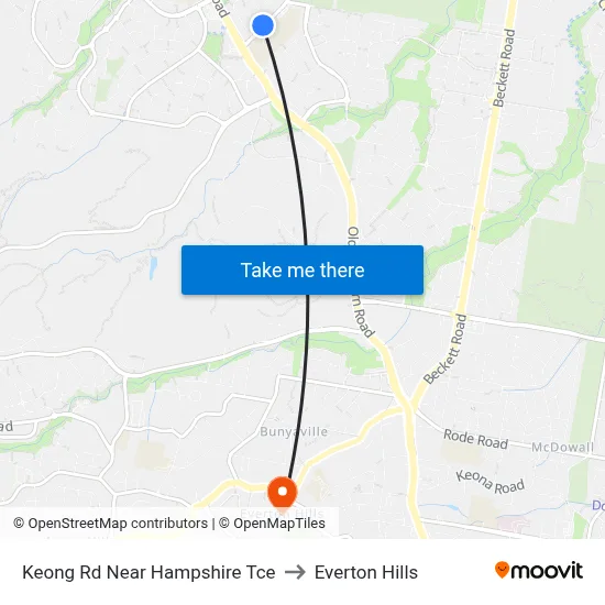 Keong Rd Near Hampshire Tce to Everton Hills map