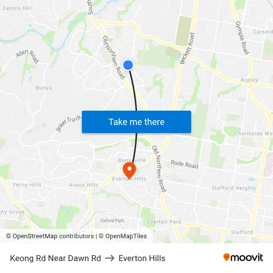 Keong Rd Near Dawn Rd to Everton Hills map