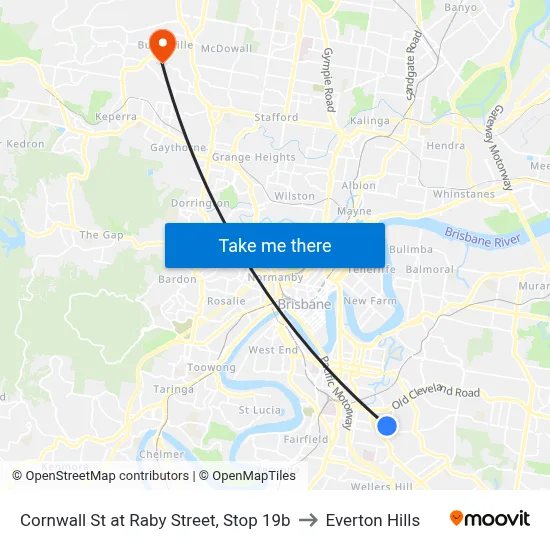 Cornwall St at Raby Street, Stop 19b to Everton Hills map