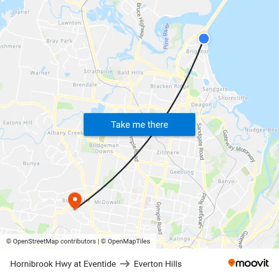 Hornibrook Hwy at Eventide to Everton Hills map