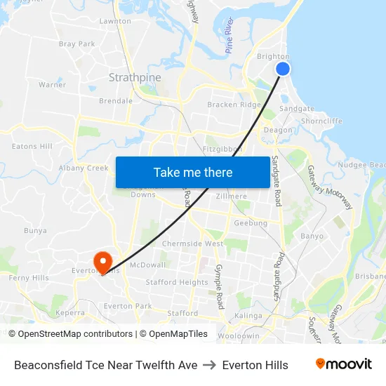 Beaconsfield Tce Near Twelfth Ave to Everton Hills map