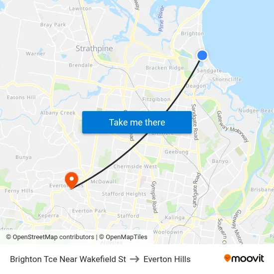 Brighton Tce Near Wakefield St to Everton Hills map