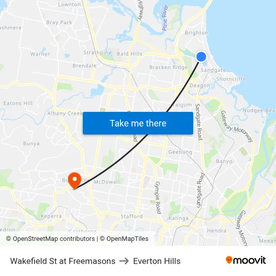 Wakefield St at Freemasons to Everton Hills map