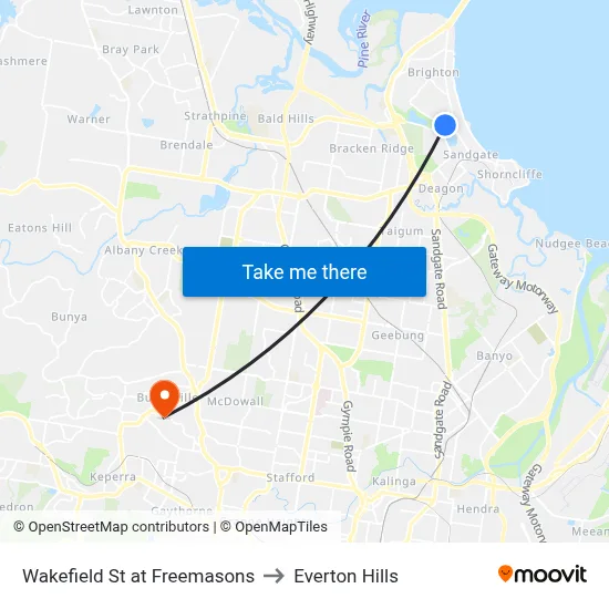 Wakefield St at Freemasons to Everton Hills map