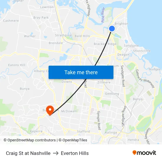 Craig St at Nashville to Everton Hills map