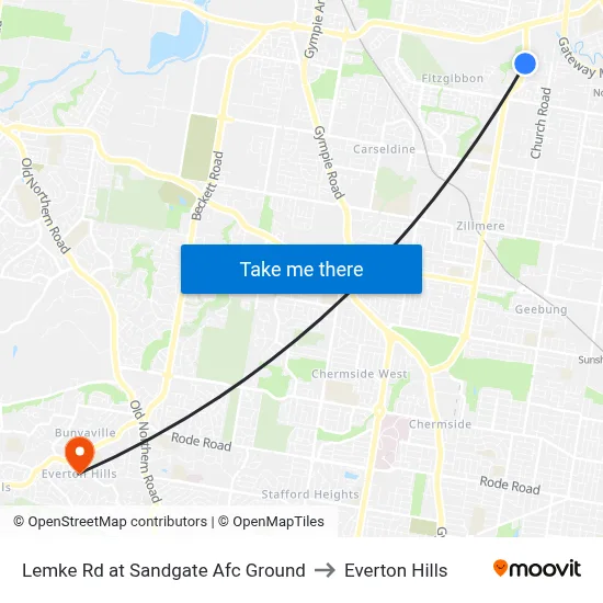 Lemke Rd at Sandgate Afc Ground to Everton Hills map