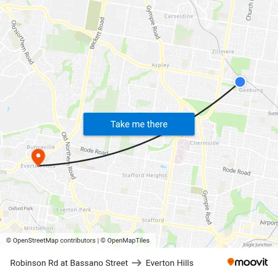 Robinson Rd at Bassano Street to Everton Hills map