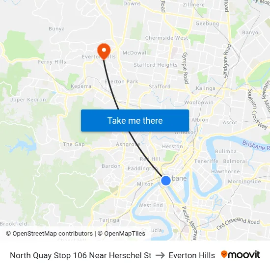 North Quay Stop 106 Near Herschel St to Everton Hills map