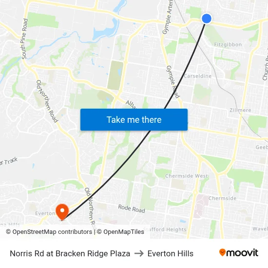 Norris Rd at Bracken Ridge Plaza to Everton Hills map