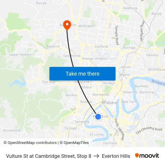 Vulture St at Cambridge Street, Stop 8 to Everton Hills map