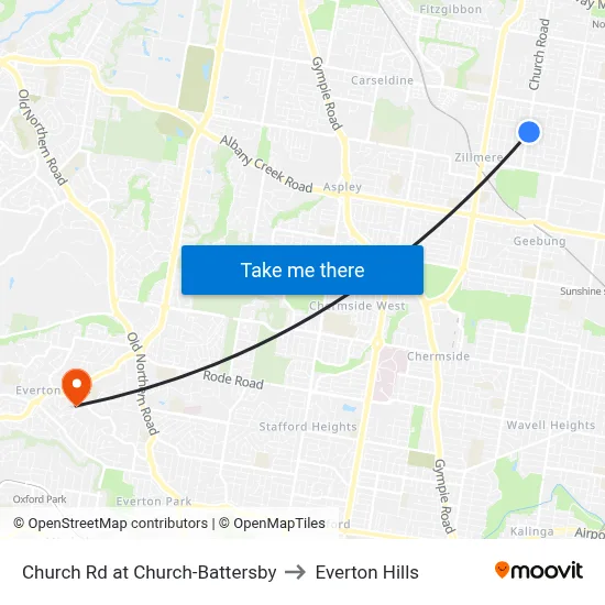 Church Rd at Church-Battersby to Everton Hills map