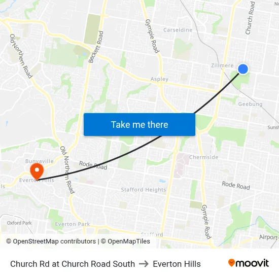Church Rd at Church Road South to Everton Hills map