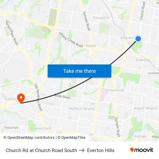 Church Rd at Church Road South to Everton Hills map