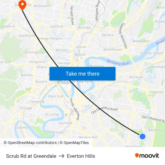 Scrub Rd at Greendale to Everton Hills map