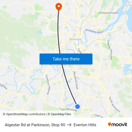Algester Rd at Parkinson, Stop 90 to Everton Hills map