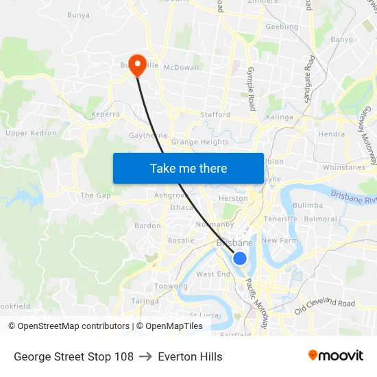George Street Stop 108 to Everton Hills map