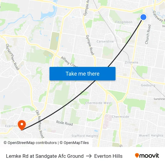 Lemke Rd at Sandgate Afc Ground to Everton Hills map
