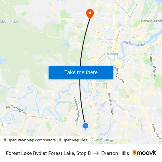Forest Lake Bvd at Forest Lake, Stop B to Everton Hills map